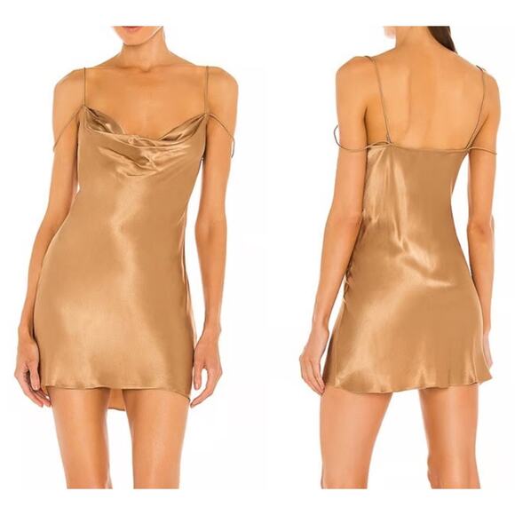 Camila Coelho Mini Slip Dress Adora Toffee Brown size Large New - Picture 1 of 5